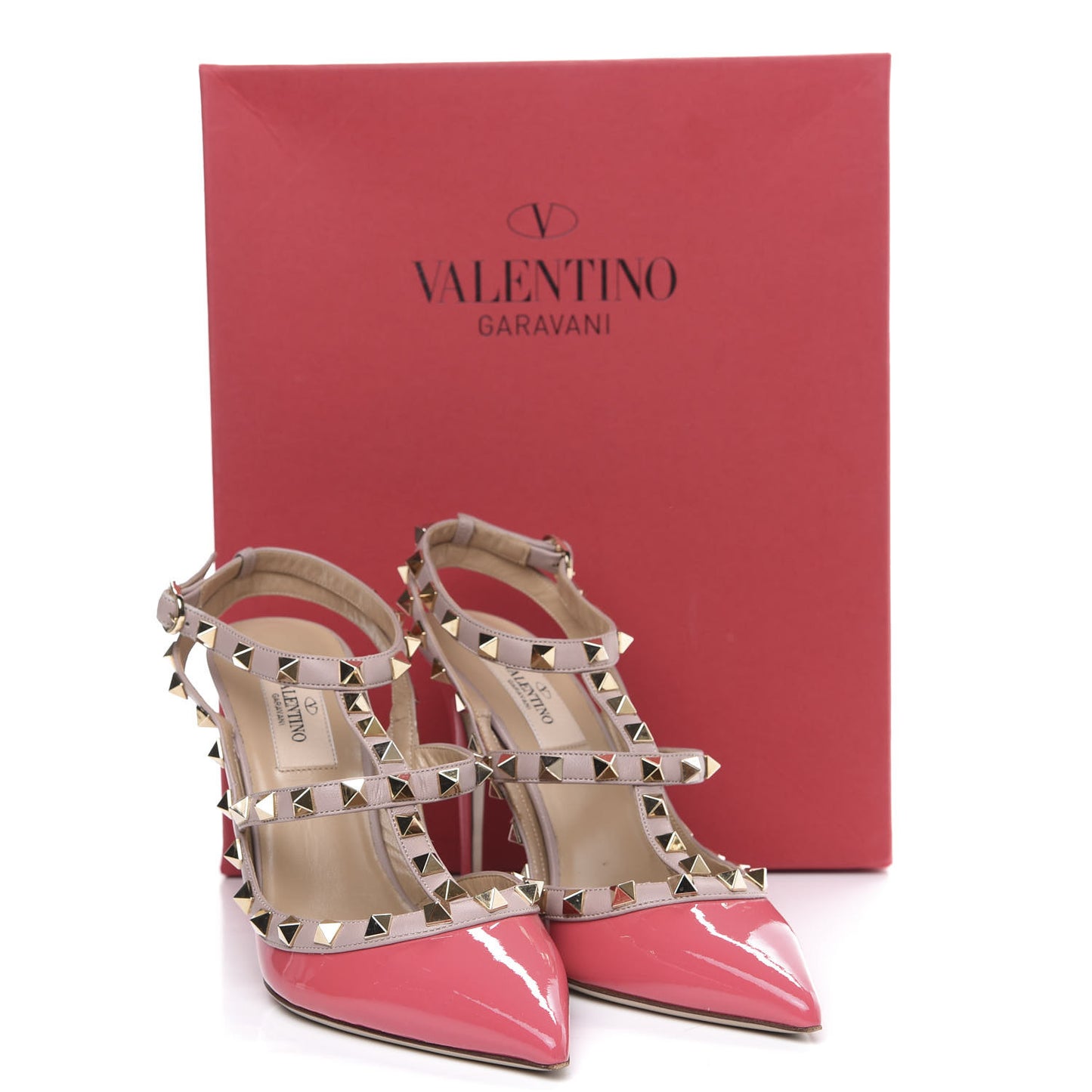 Patent Rockstud Ankle Strap 100mm Pumps 37 Deep Rose Poudre