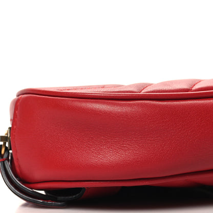 Gucci Calfskin Matelasse GG Marmont Belt Bag 85 34 Hibiscus Red 9 of 11