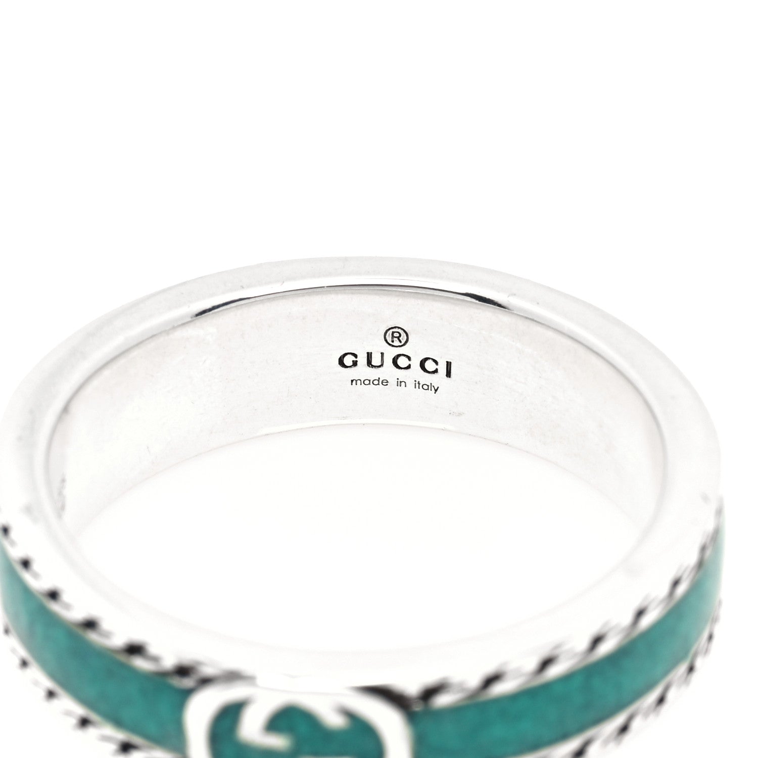 Gucci Sterling Silver Enamel Interlocking G Band 63 10.25 4 of 5