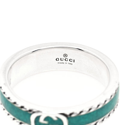 Gucci Sterling Silver Enamel Interlocking G Band 63 10.25 4 of 5