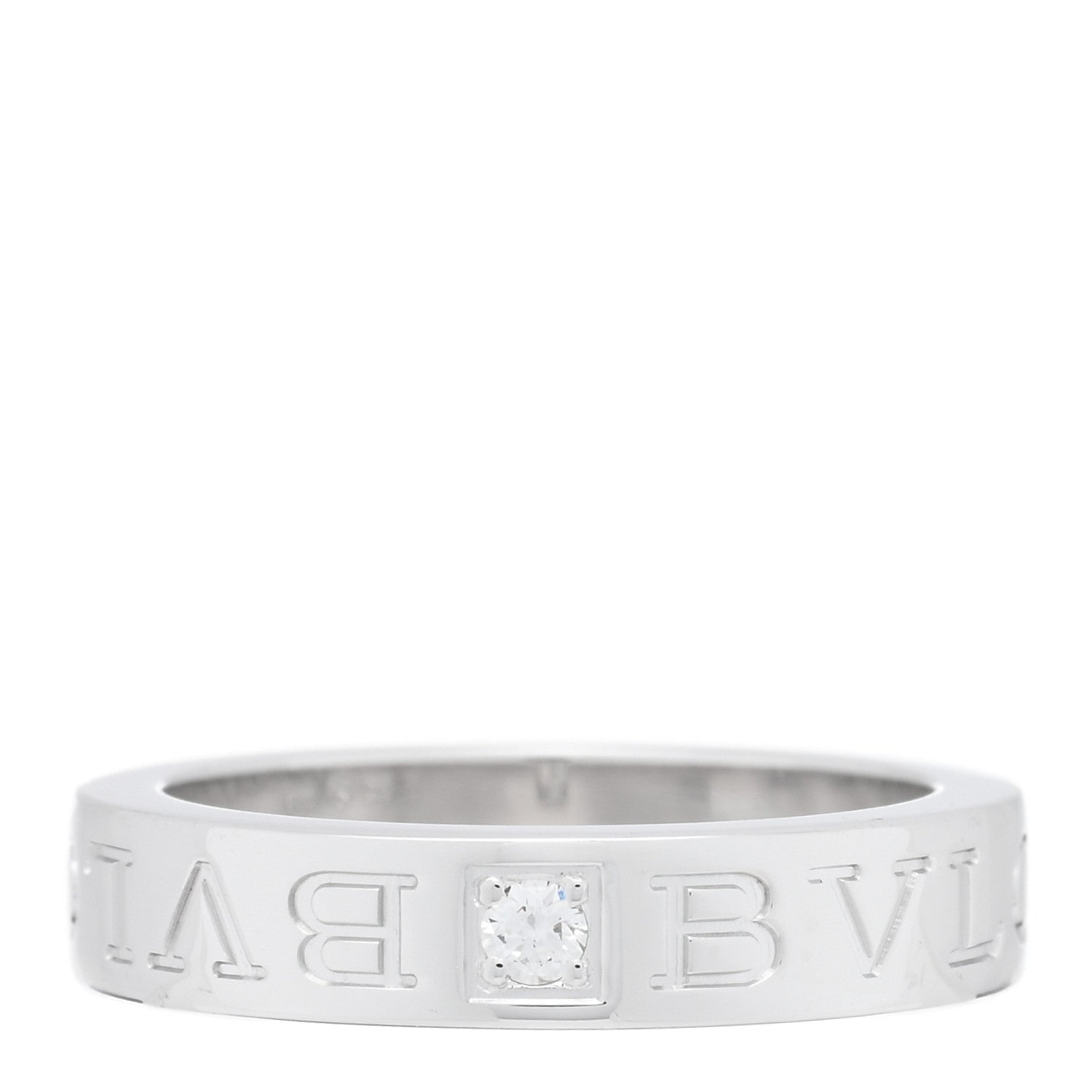 Bulgari 18K White Gold Diamond B.Zero1 Essential Band Ring 50 5.25 1 of 4