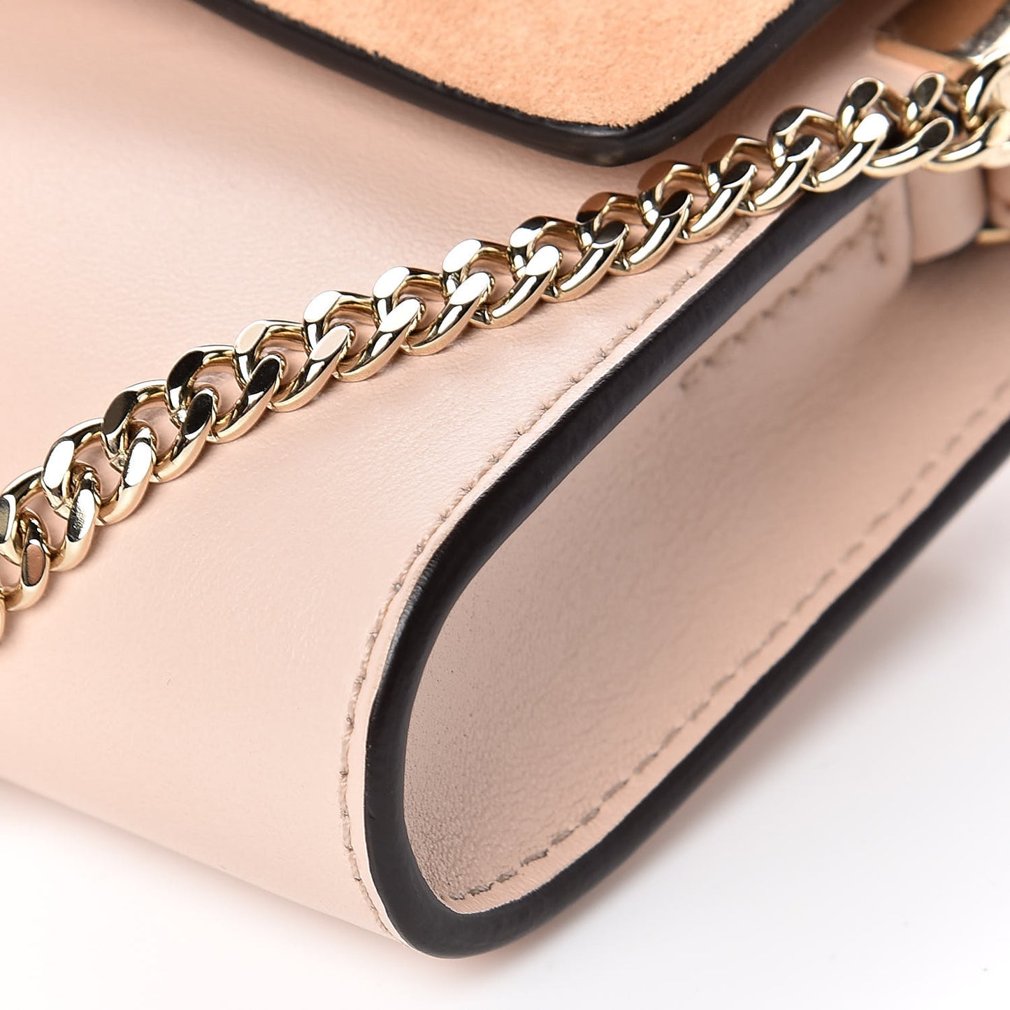 Suede Calfskin Mini Faye Shoulder Bag Cement Pink