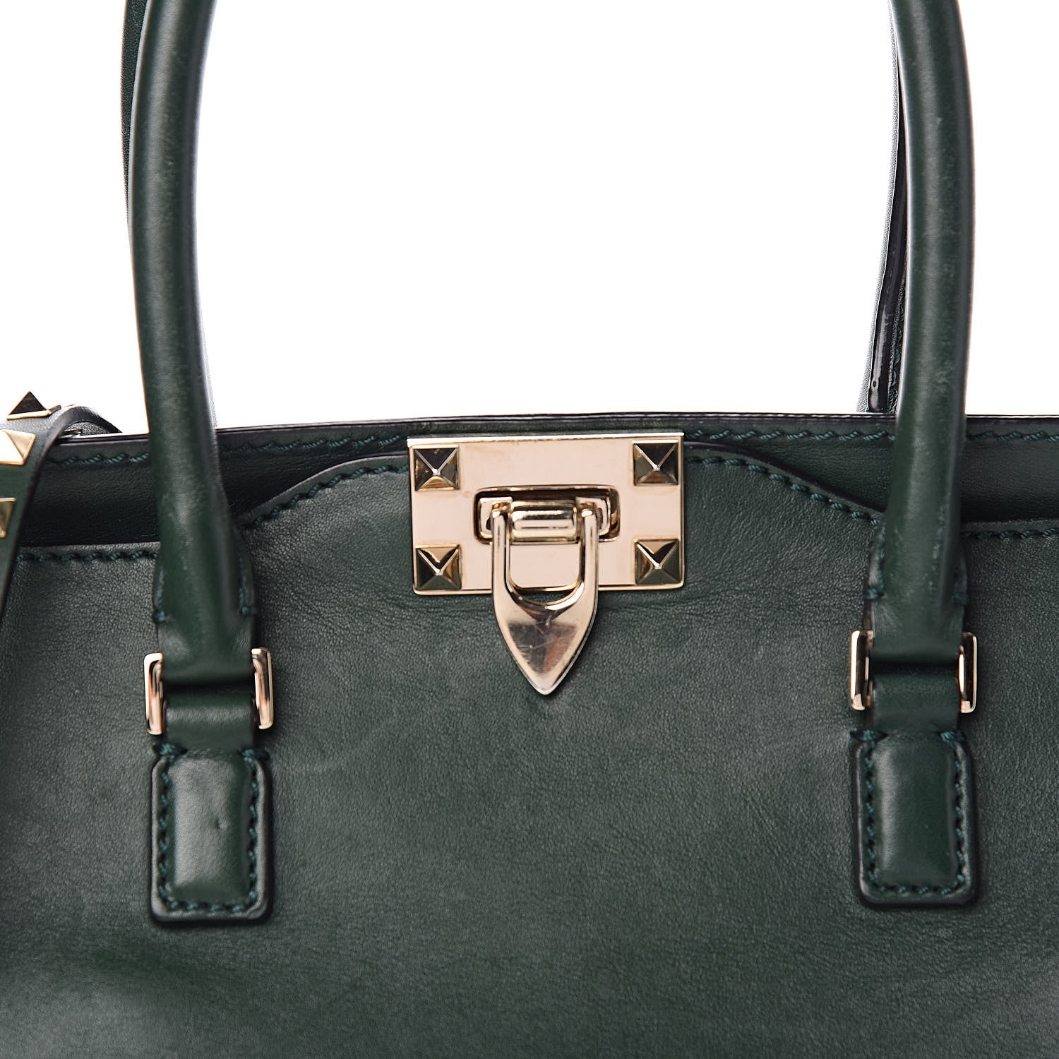 Valentino Garavani Vitello Rockstud Double Handle Tote Green 15 of 15