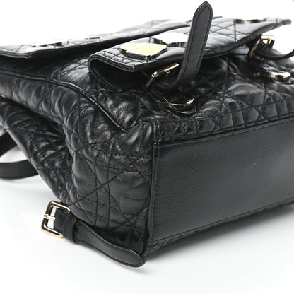 Christian Dior Lambskin Cannage Small Lucky Badge Stardust Backpack Black 8 of 9
