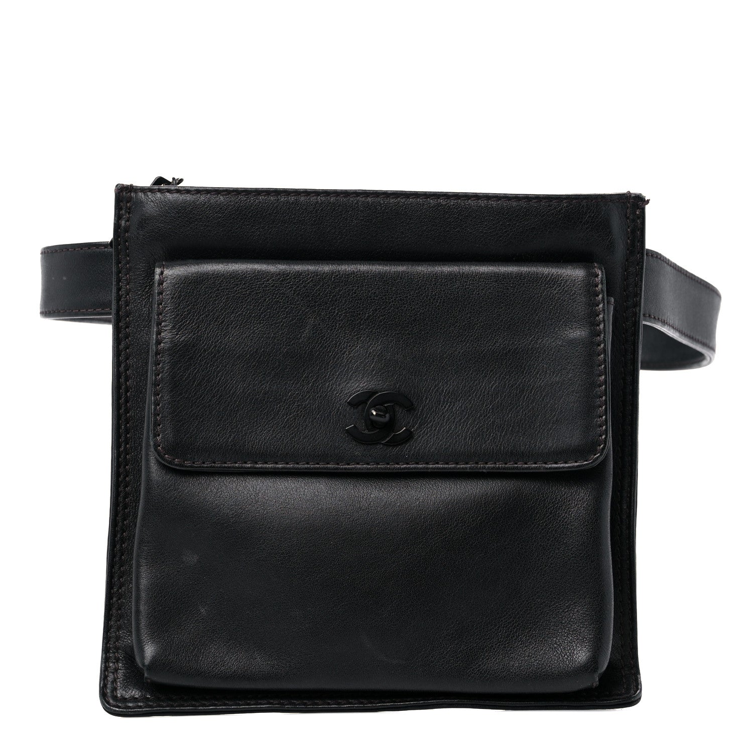 Chanel Lambskin Flap Waist Belt Bag 70 28 Black 1 of 11