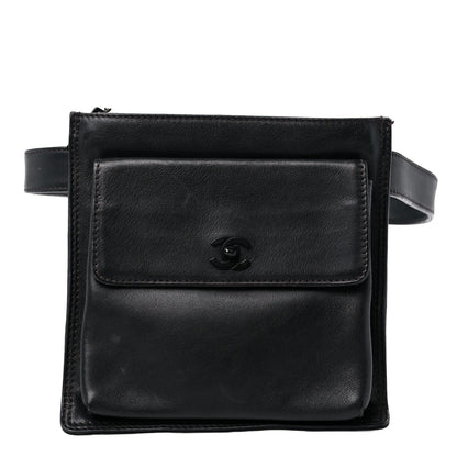 Chanel Lambskin Flap Waist Belt Bag 70 28 Black 1 of 11