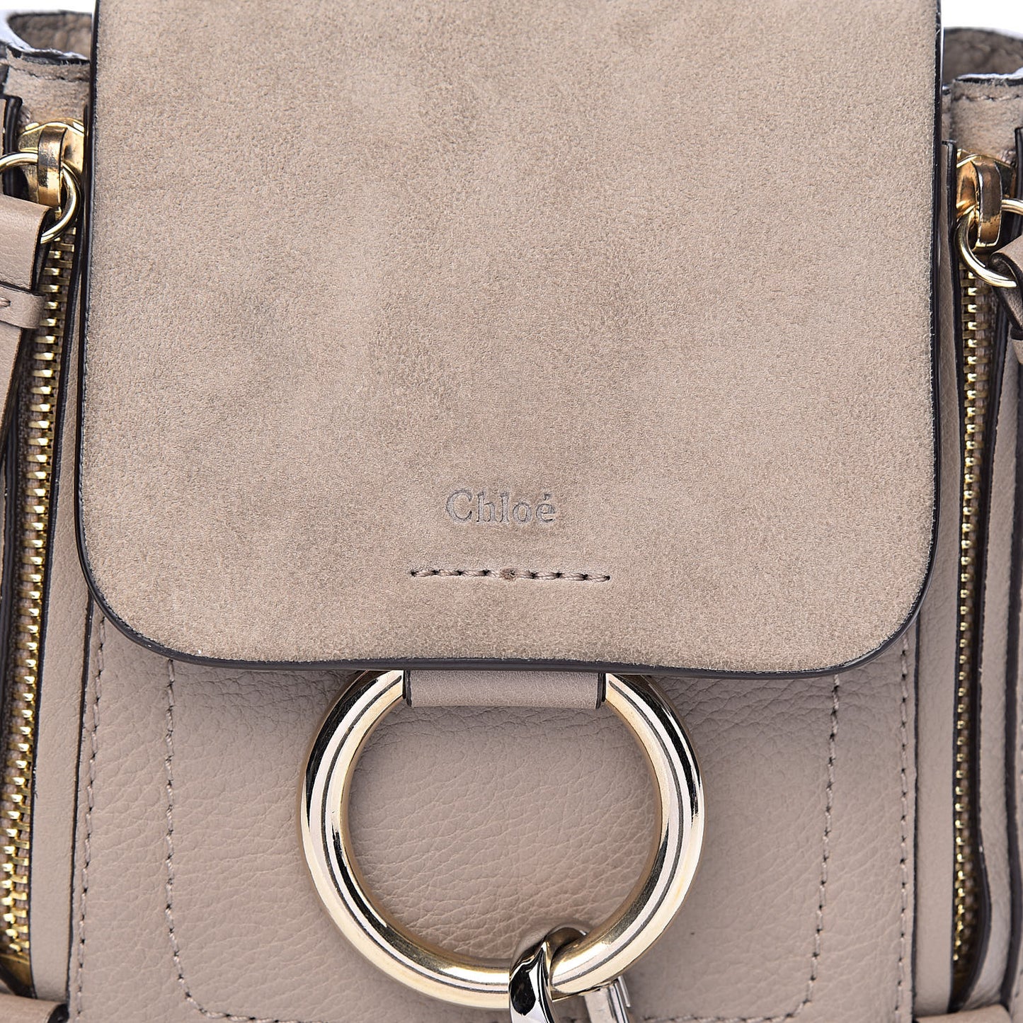 Suede Calfskin Mini Faye Backpack Motty Grey