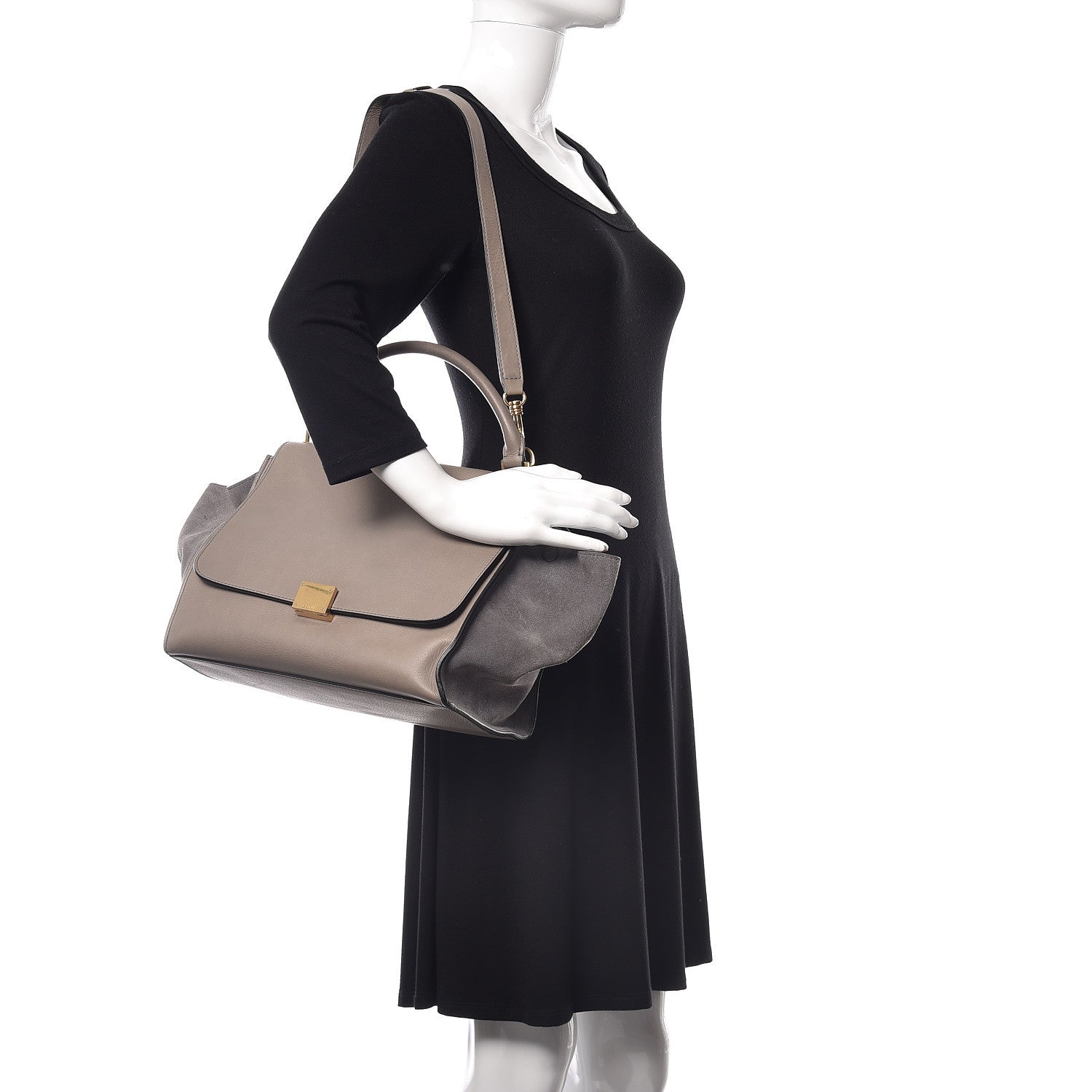 Celine Calfskin Suede Medium Trapeze 2 of 13