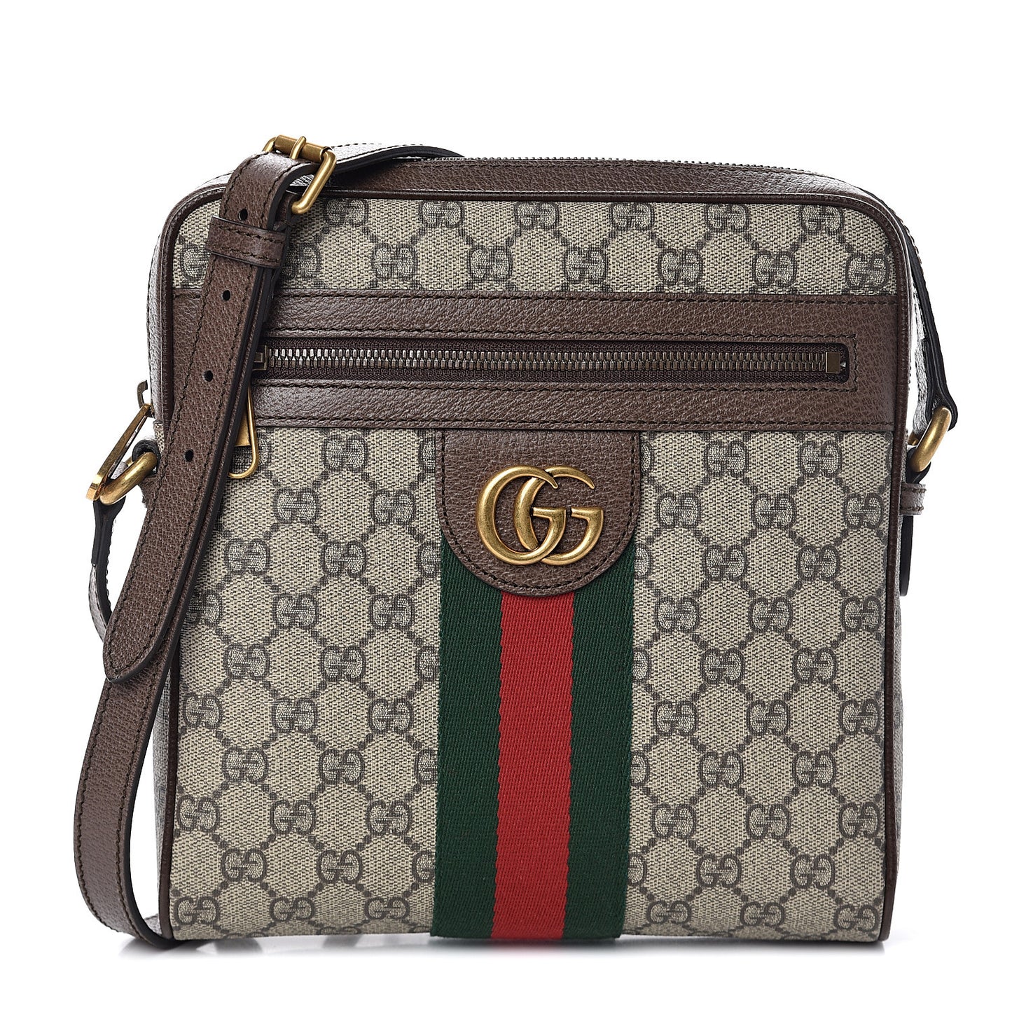 GG Supreme Monogram Web Small Ophidia Messenger Bag Brown