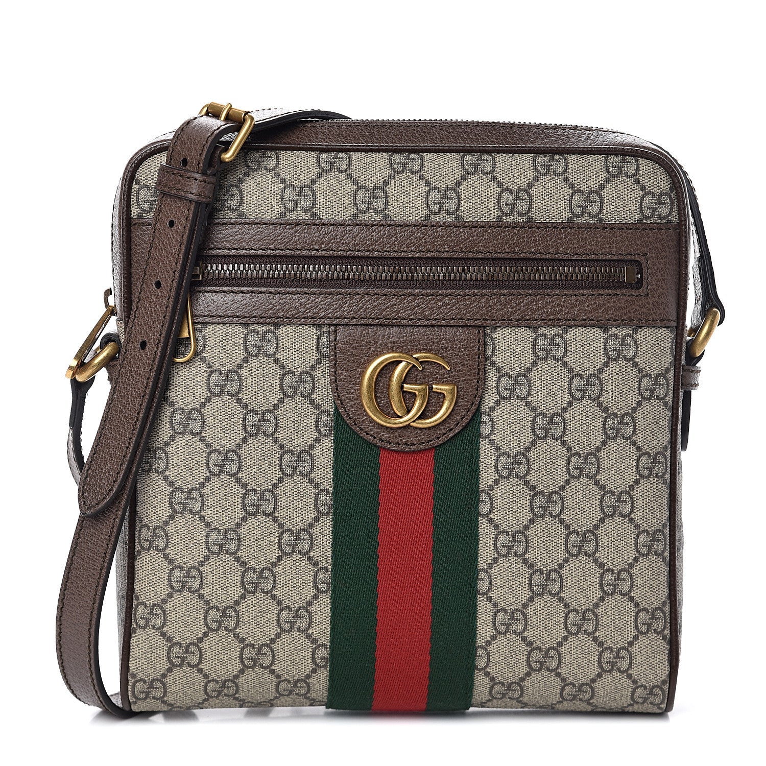 Gucci GG Supreme Monogram Web Small Ophidia Messenger Bag Brown 1 of 8