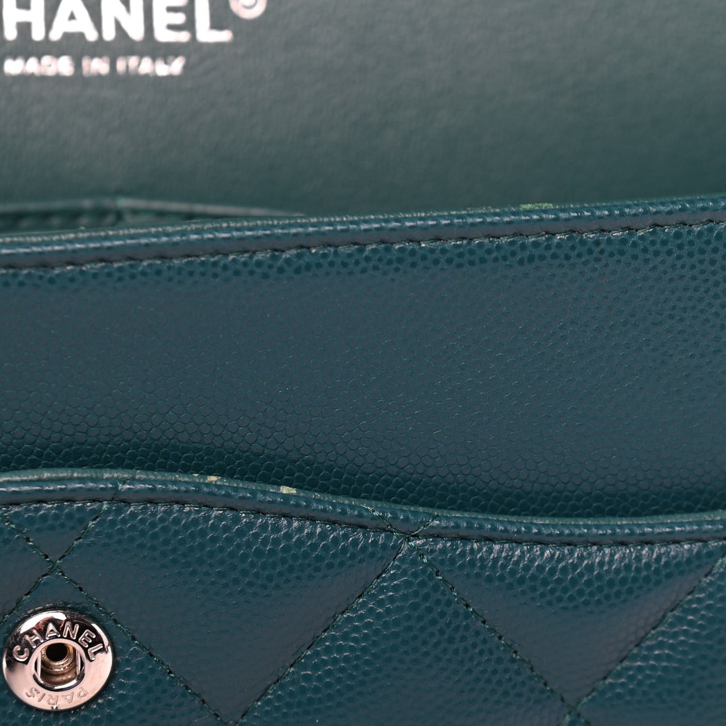 Caviar Quilted Jumbo Double Flap Dark Turquoise