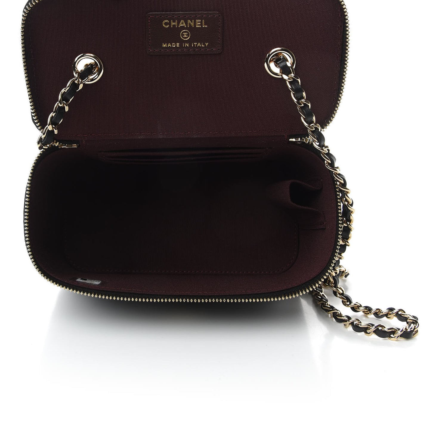 Lambskin Quilted Small Vanity Case With Chain Black