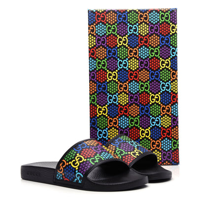 Gucci GG Supreme Monogram Psychedelic Slide Sandals 10 Black Multicolor 11 of 11
