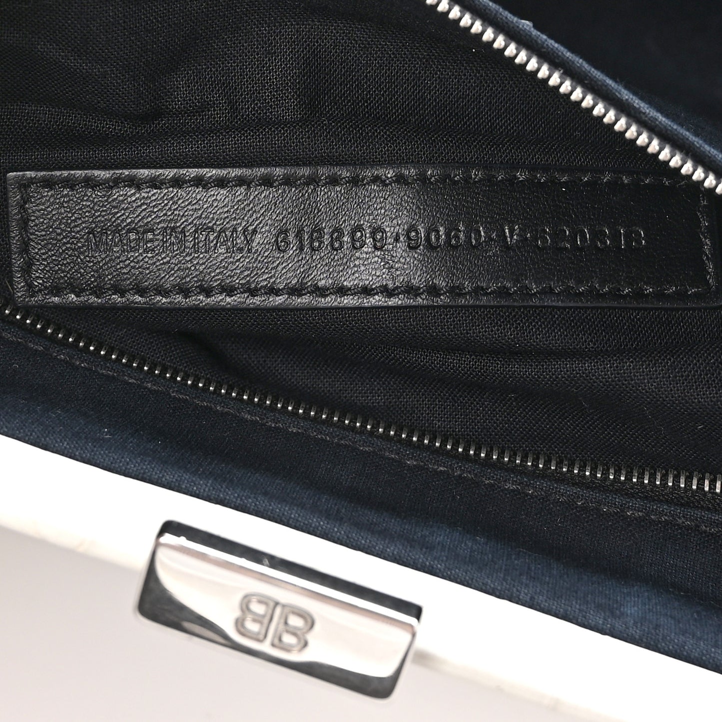 Shiny Supple Calfskin Logo Crocodile Embossed XL Cloud Clutch White
