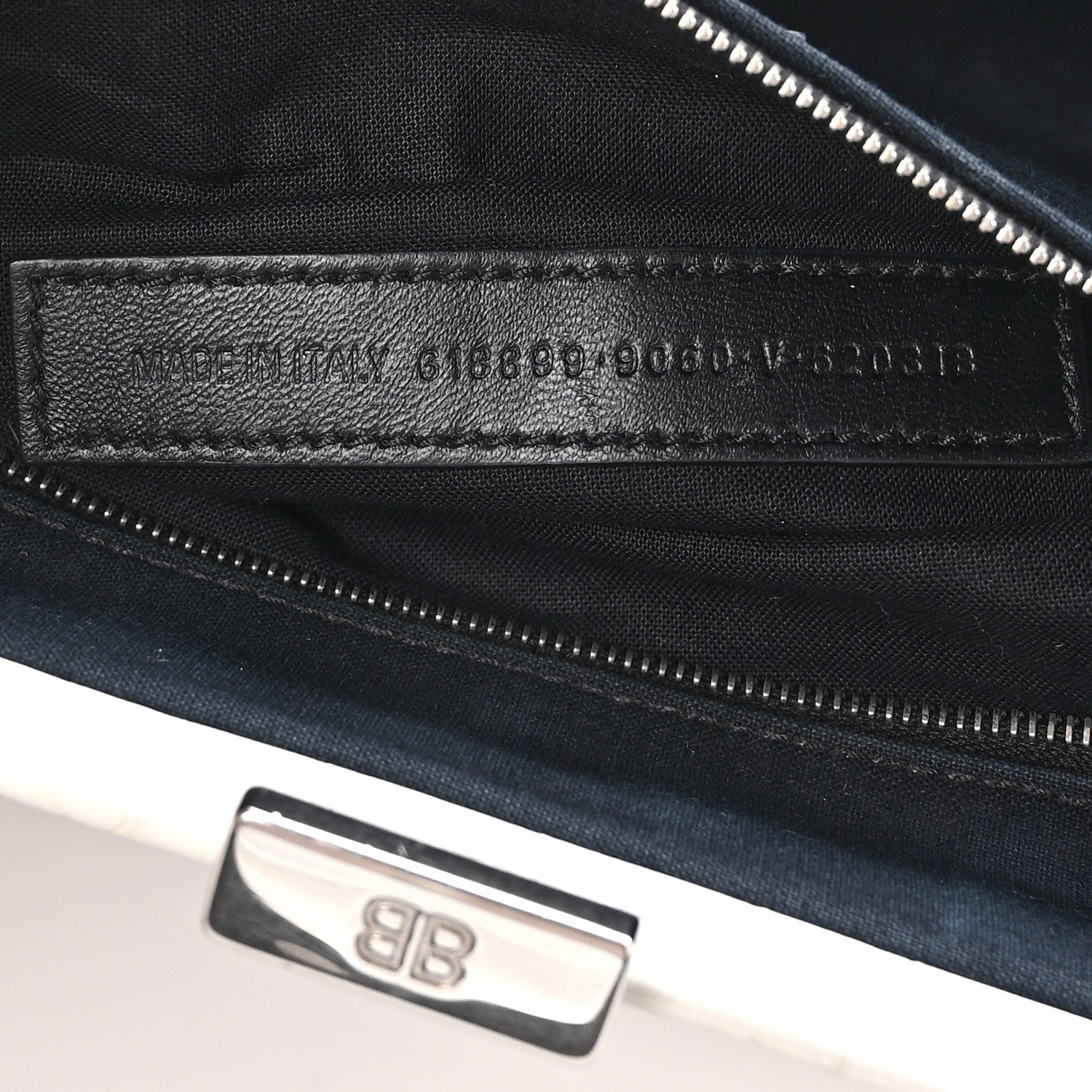 Balenciaga Shiny Supple Calfskin Logo Crocodile Embossed XL Cloud Clutch White 8 of 11