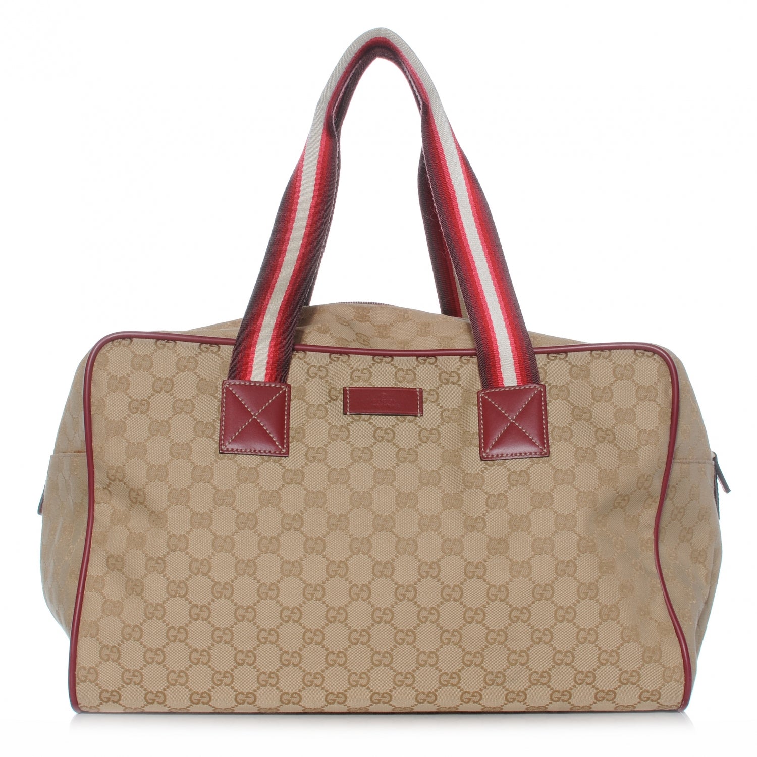 Gucci GG Monogram Web Medium Collapsable Carry On Duffle Beige Red 1 of 8