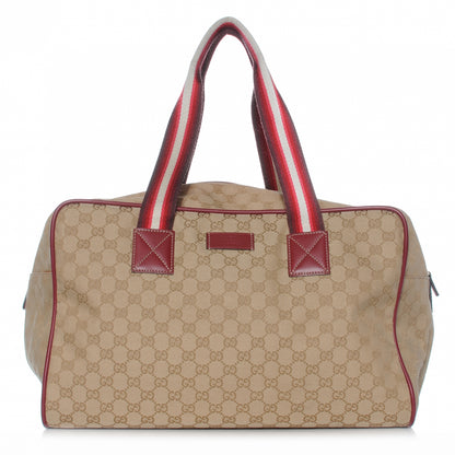 Gucci GG Monogram Web Medium Collapsable Carry On Duffle Beige Red 1 of 8