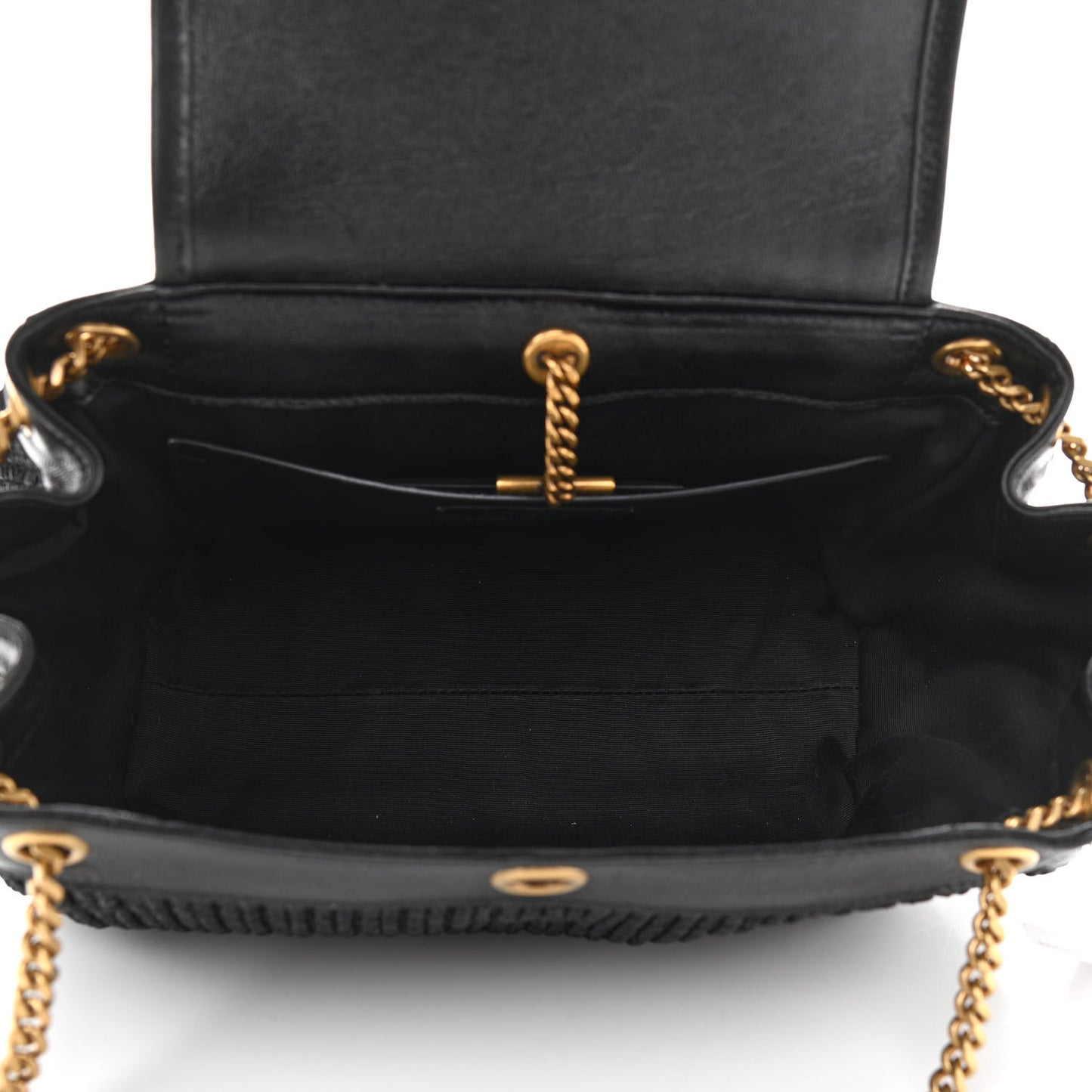 Raffia Calfskin Small Nolita Shoulder Bag Black