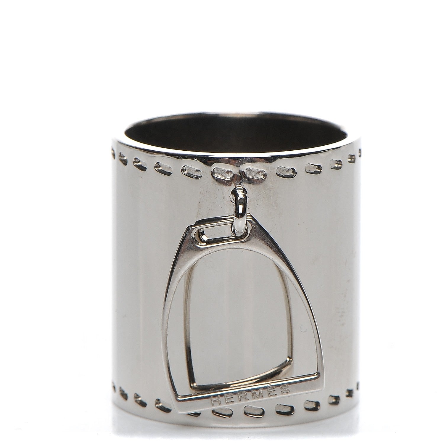 Hermes Palladium Etrier Charm Scarf Ring 1 of 5