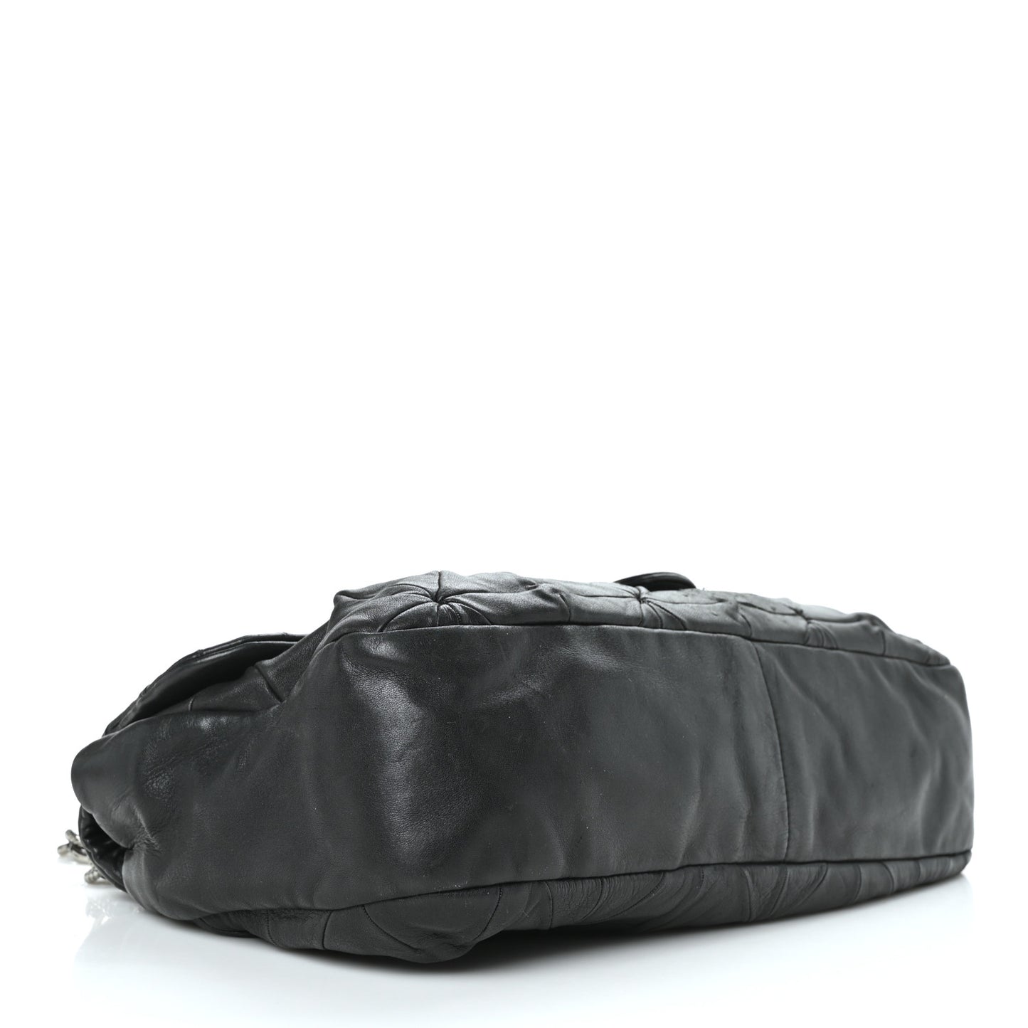 Lambskin Quilted Soft Squares Origami Flap Black