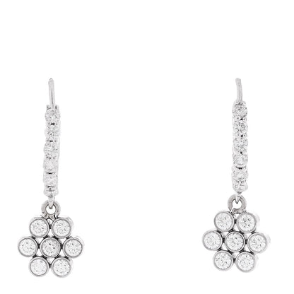 Parker & West by FASHIONPHILE 14K White Gold Diamond .50ctw Bezel Flower Drop Earrings 1 of 5