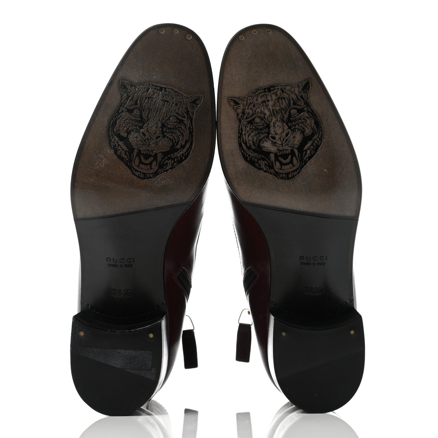 Goatskin Kitten Chain Horsebit Ankle Boots 38.5 Bordeaux