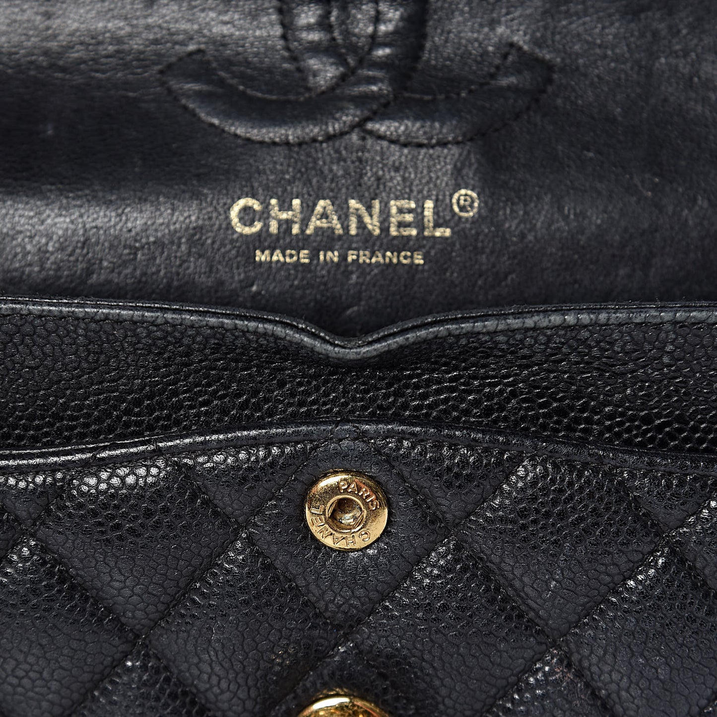 Caviar Quilted Small Double Flap Black