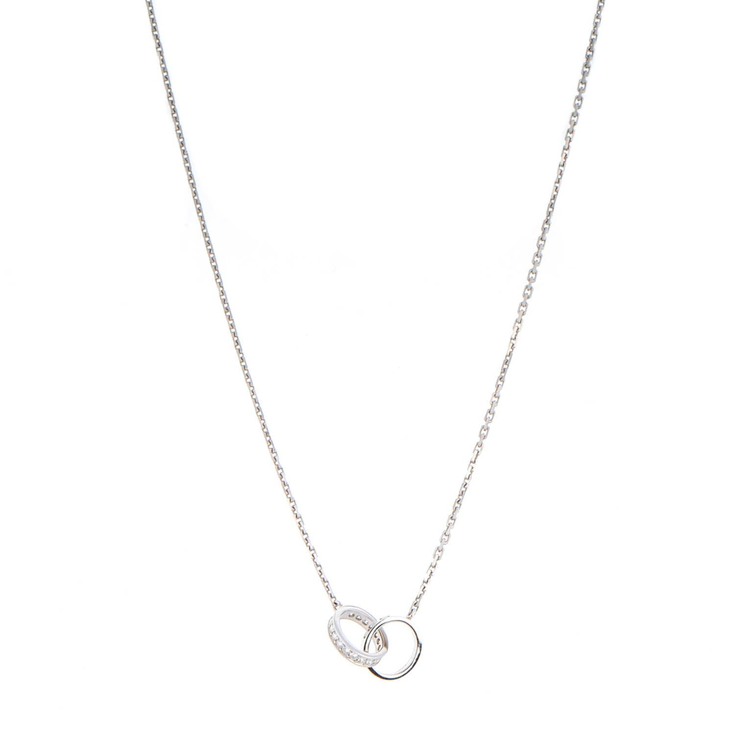 Cartier 18K White Gold Diamond Interlocking LOVE Necklace 1 of 8