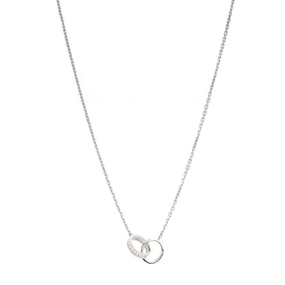 Cartier 18K White Gold Diamond Interlocking LOVE Necklace 1 of 8