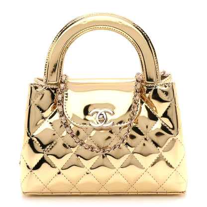Chanel Mirror Calfskin Metallic Calfskin Quilted Nano Kelly Shopper Gold 1 of 10