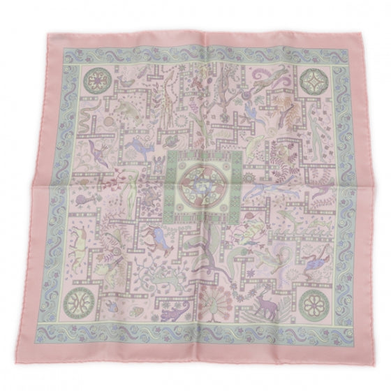 Hermes Silk Forces de la Vie Pocket Square Scarf Pink 1 of 5