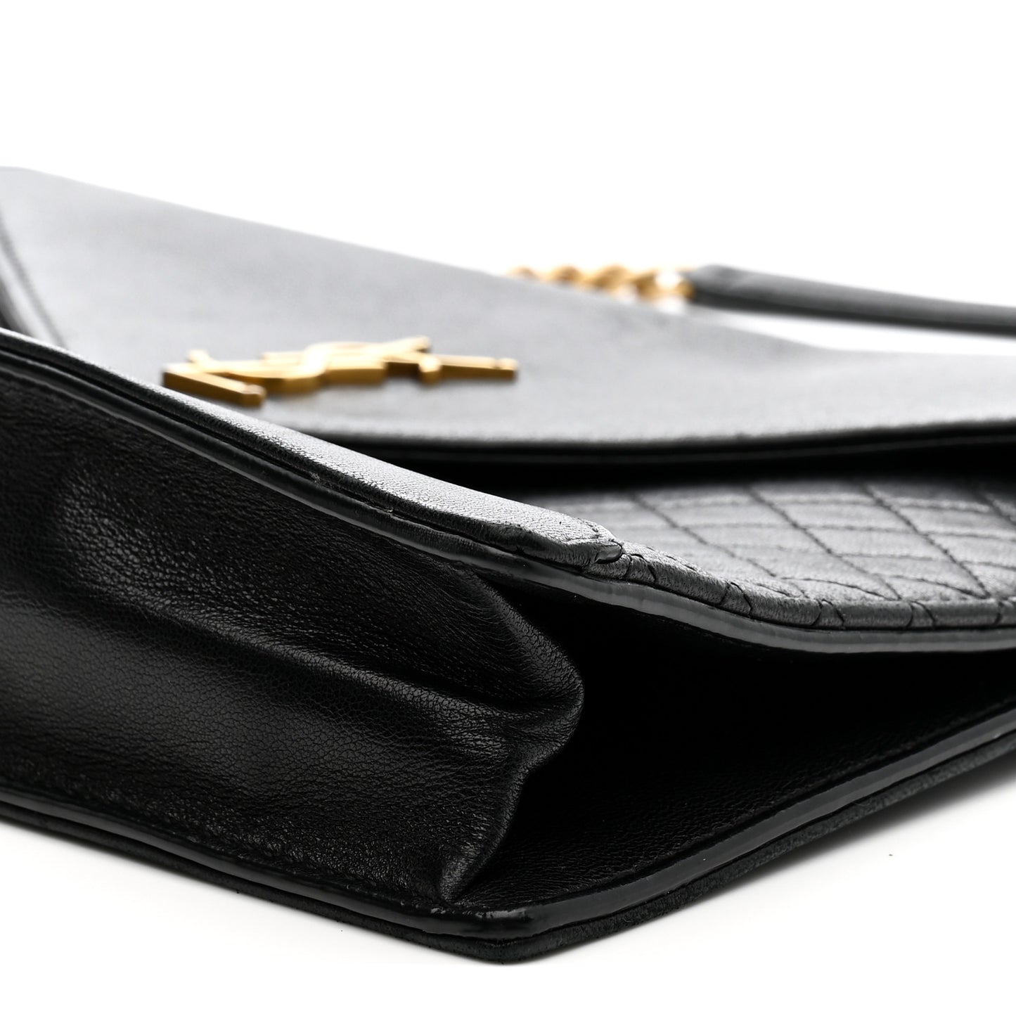 Lambskin Quilted Monogram Gaby Chain Bag Black