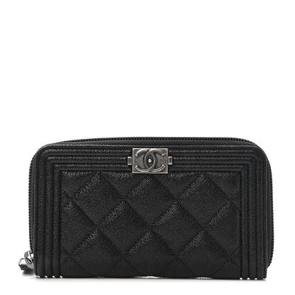 Chanel Caviar Quilted Small Boy Zip Around Wallet Black 1 of 8