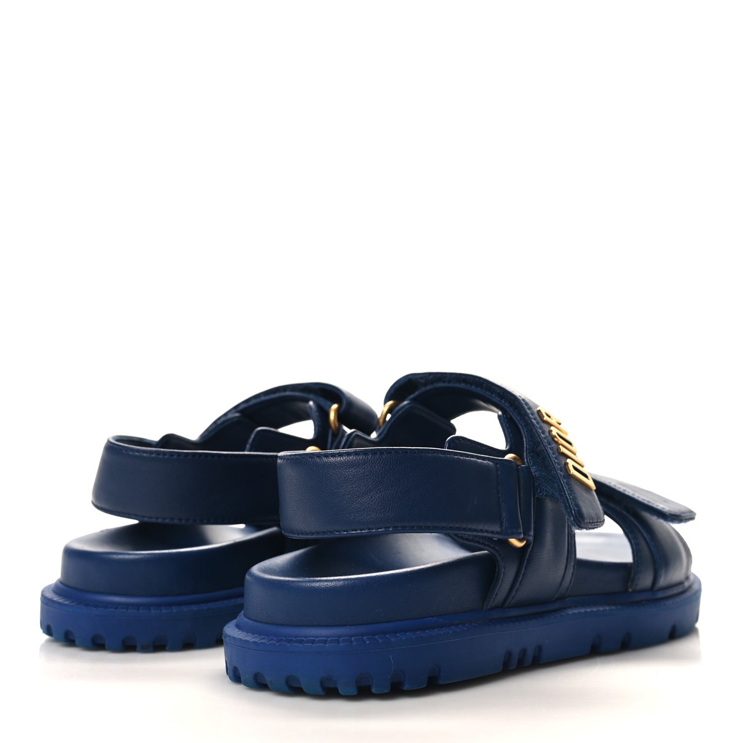 Lambskin Dioract 10mm Sandals 35 Deep Blue