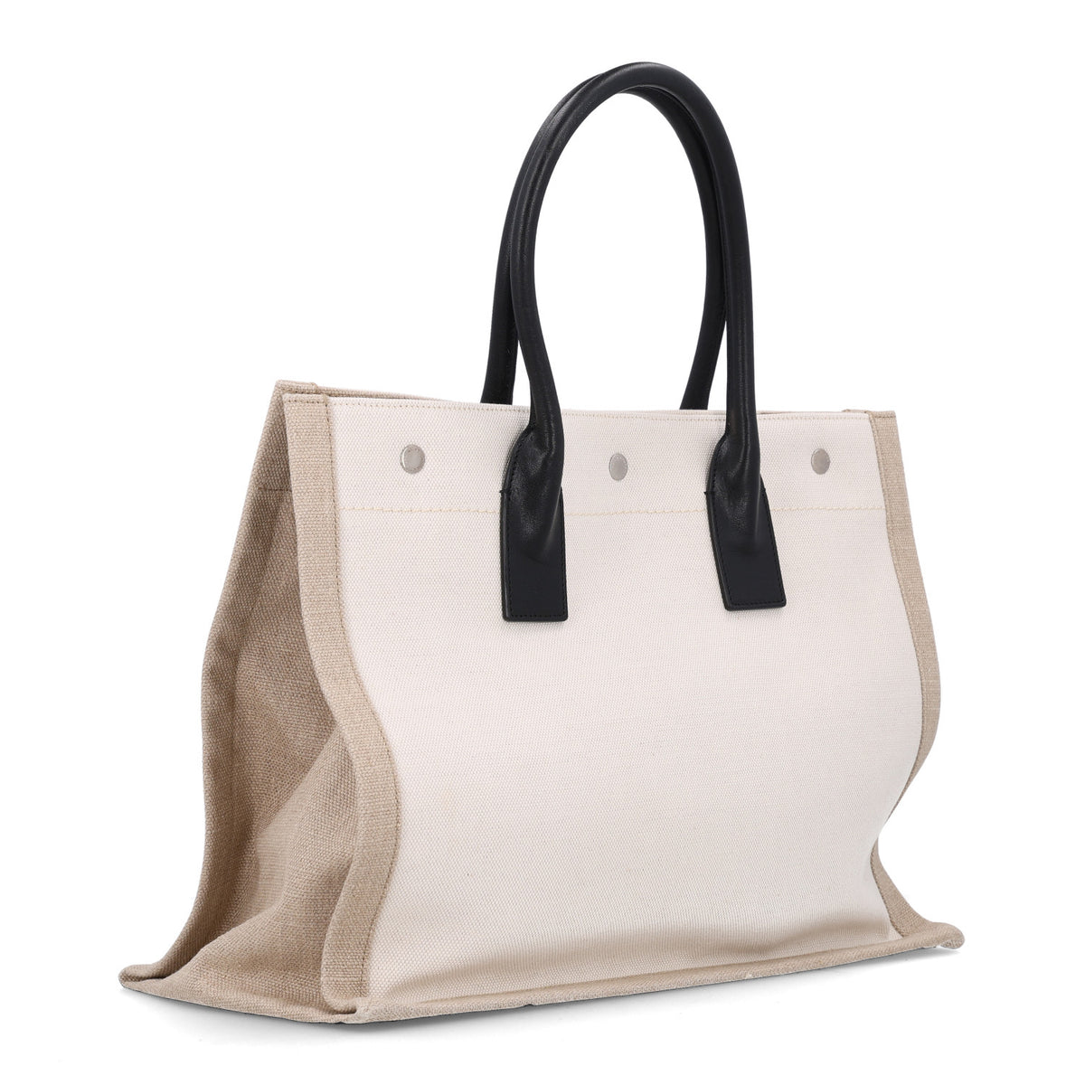 Linen Calfskin Small Rive Gauche Tote Greggio Natural