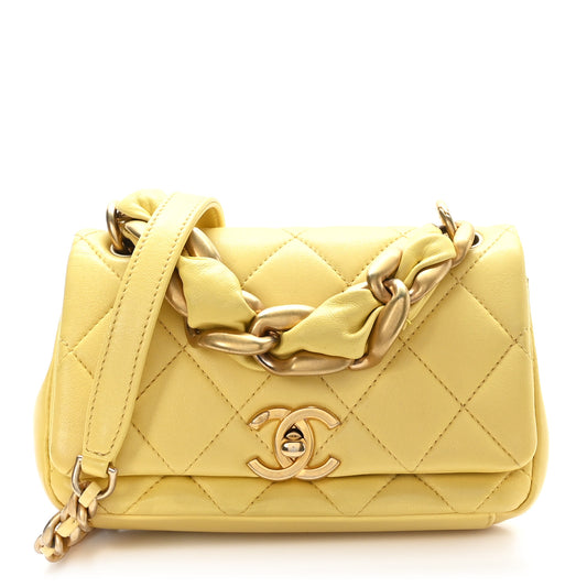 Shiny Lambskin Small Chain Is More Flap Yellow