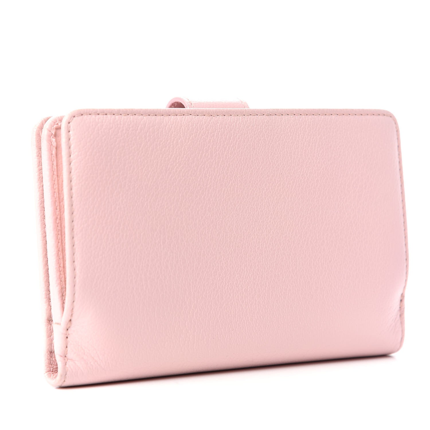 Chanel Goatskin Camellia Embossed French Flap Wallet Pink 3 of 8