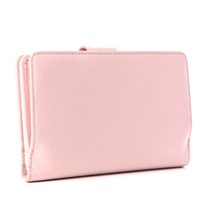 Chanel Goatskin Camellia Embossed French Flap Wallet Pink 3 of 8