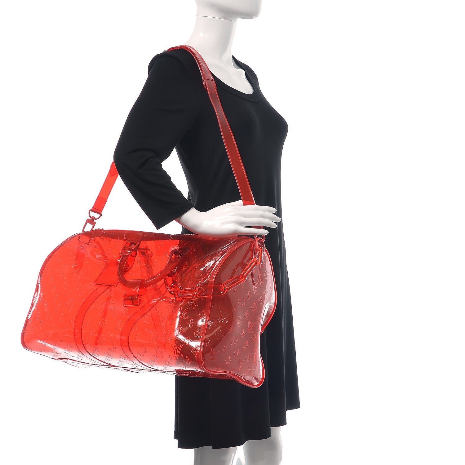 Louis Vuitton PVC Monogram Keepall Bandouliere 50 Grenadine Red 2 of 10