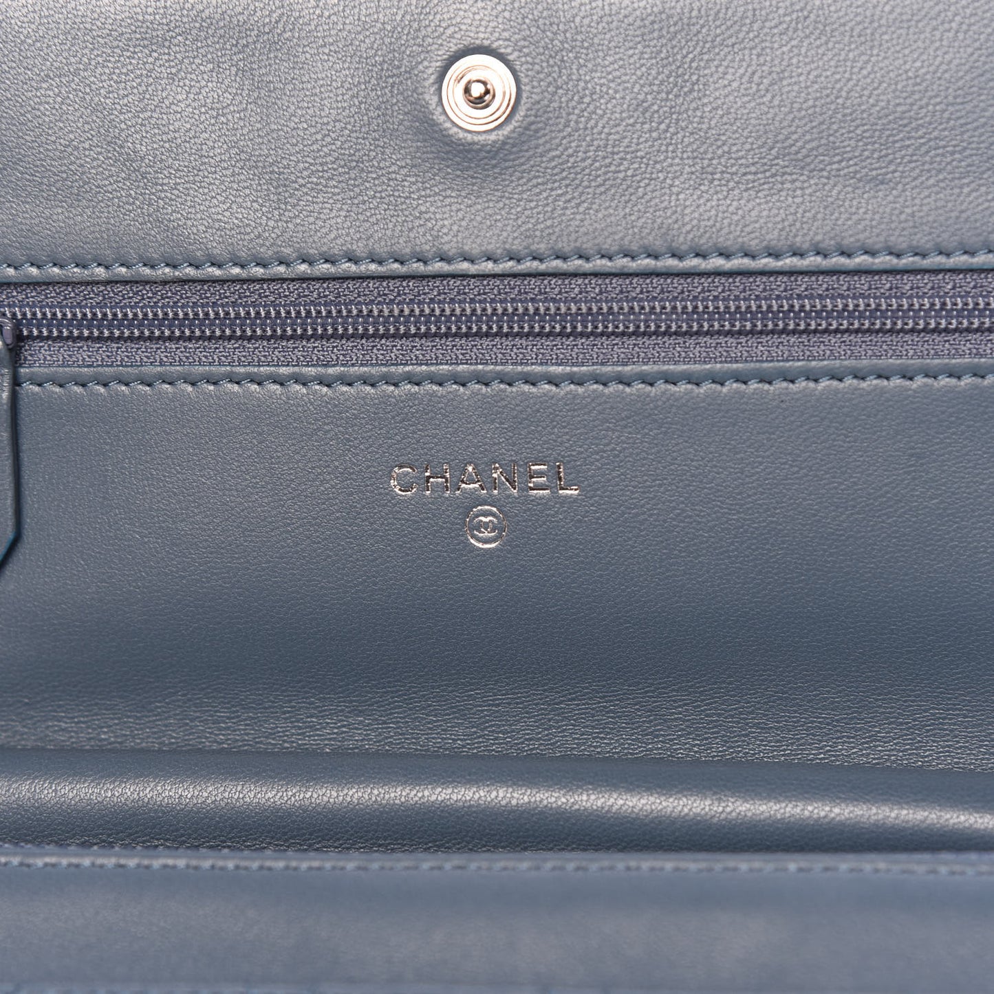 Lambskin Quilted Wallet On Chain WOC Blue