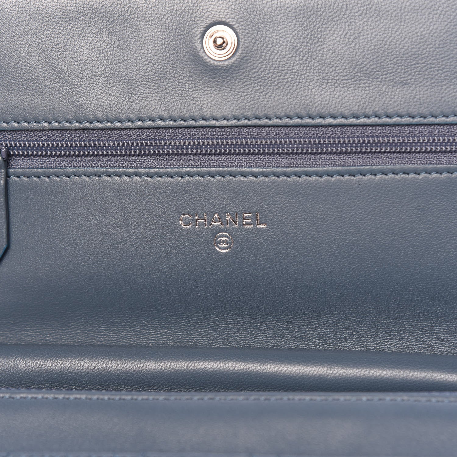 Chanel Lambskin Quilted Wallet On Chain WOC Blue 6 of 10