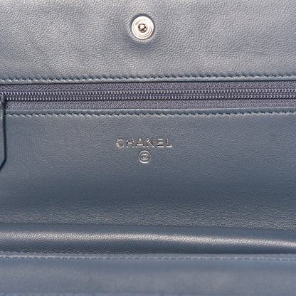 Chanel Lambskin Quilted Wallet On Chain WOC Blue 6 of 10