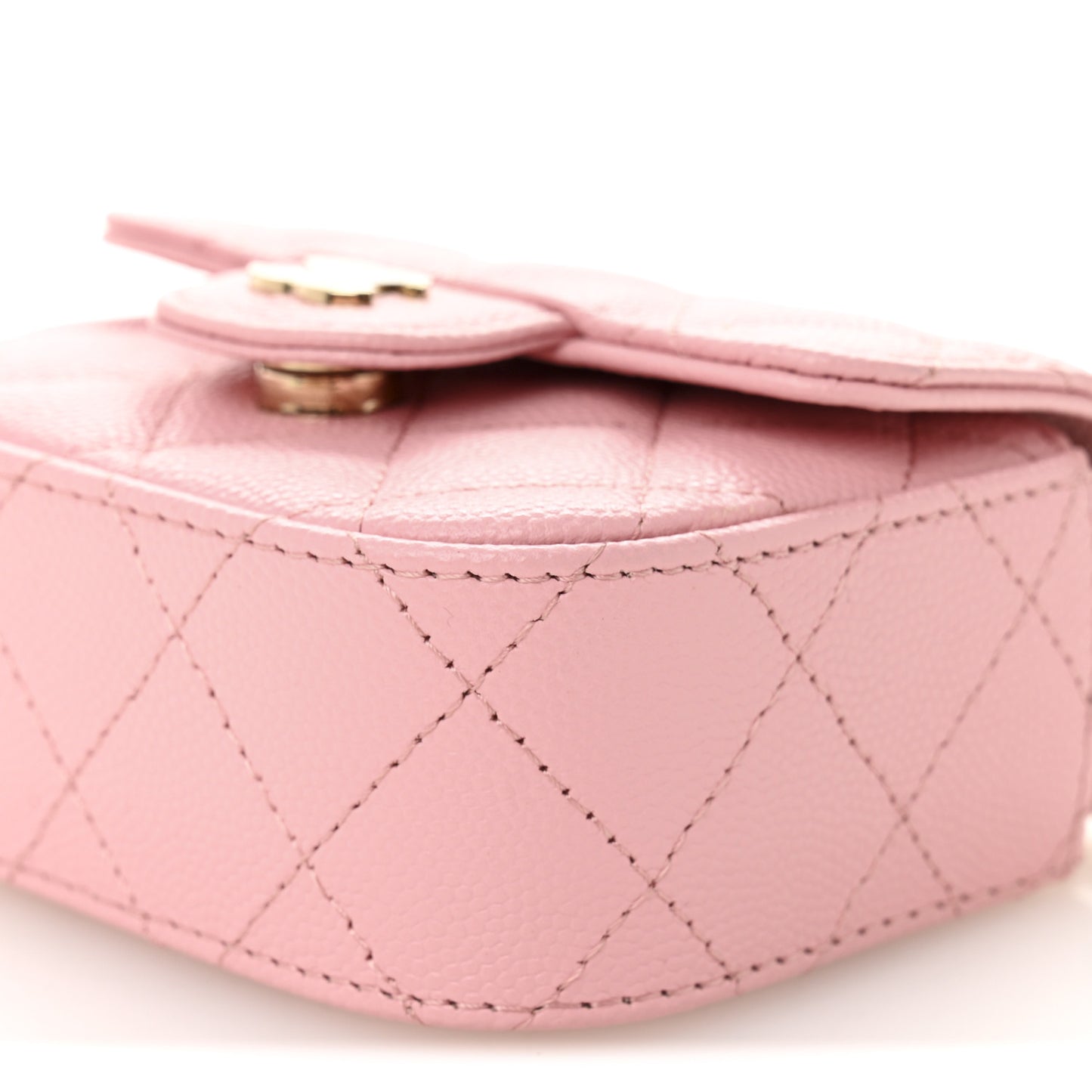 Caviar Quilted Mini Clutch With Chain Pink
