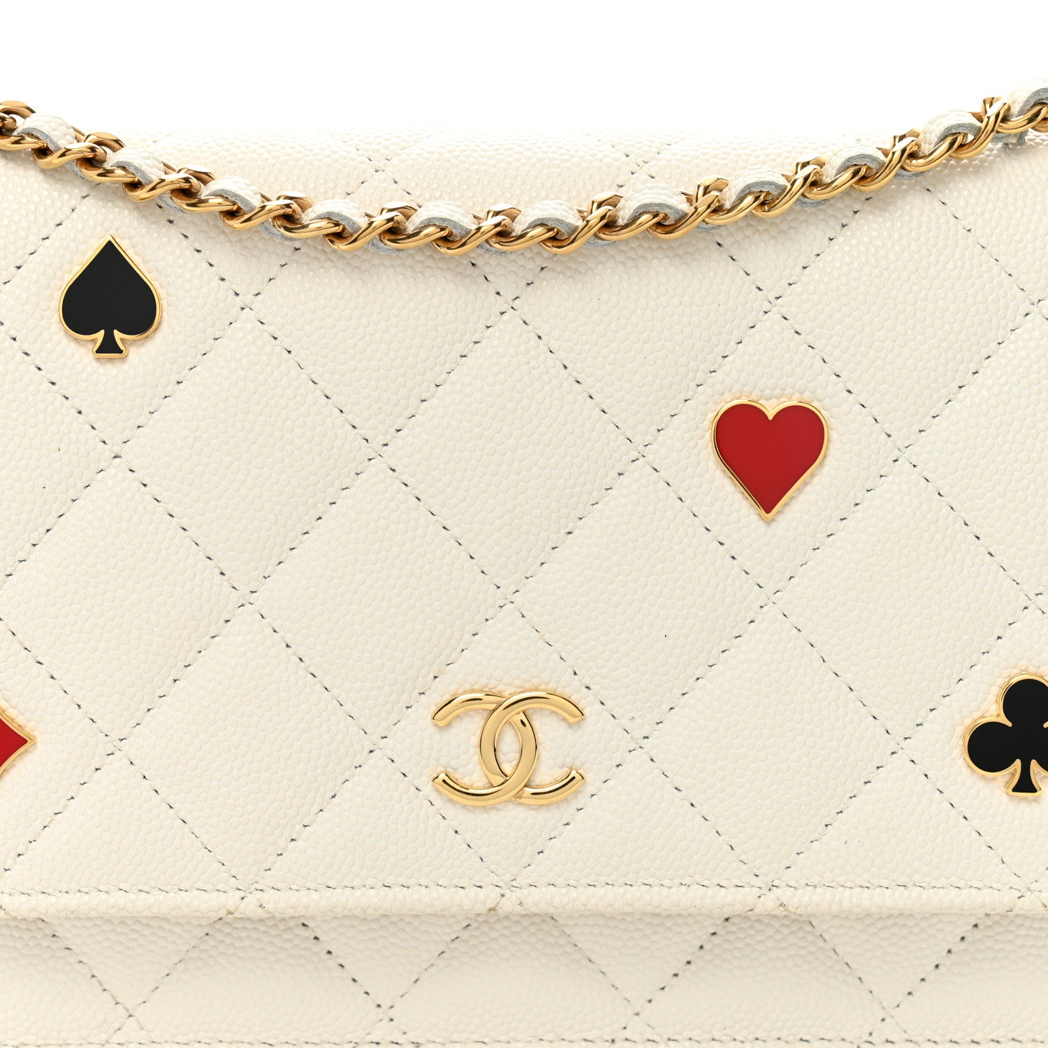 Chanel Caviar Quilted Enamel Coco Casino Wallet On Chain WOC White 9 of 11