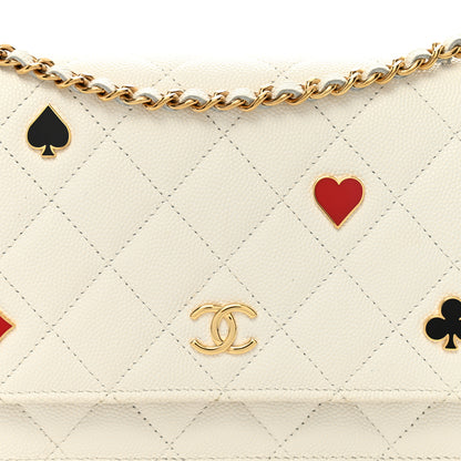 Chanel Caviar Quilted Enamel Coco Casino Wallet On Chain WOC White 9 of 11