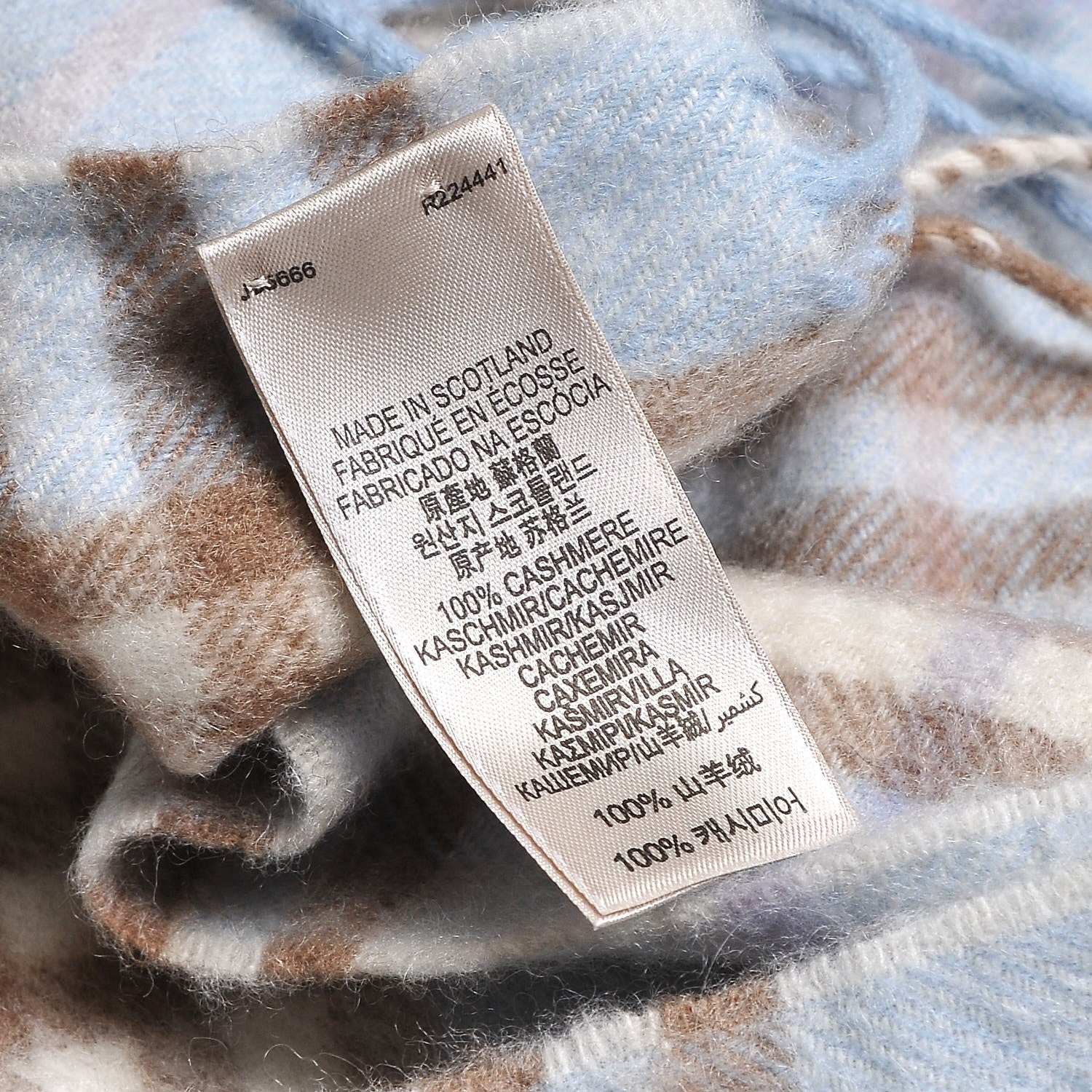 Burberry Cashmere House Check Fringe Scarf Blue 6 of 6