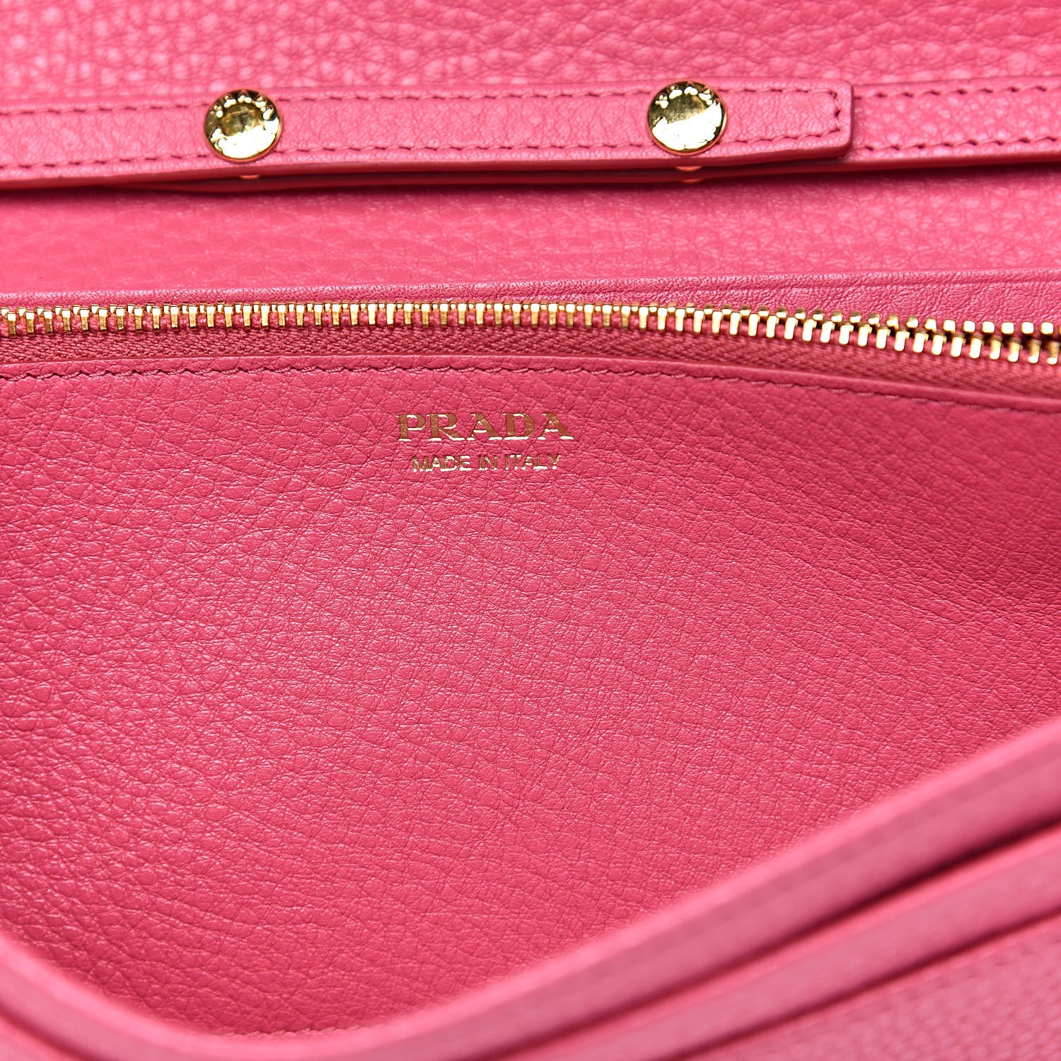 Prada Vitello Grain Metal Oro Chain Wallet Peonia 6 of 9