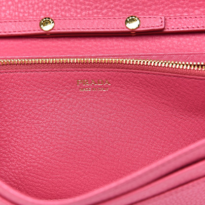 Prada Vitello Grain Metal Oro Chain Wallet Peonia 6 of 9