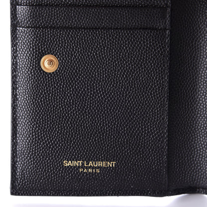 Saint Laurent Grain De Poudre Matelasse Chevron Monogram Zipped Two-Part Wallet Black 8 of 10