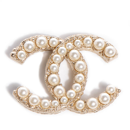 Chanel CC Pearl Large Brooch Pin Gold 1 of 5